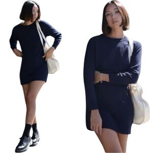 THAKOON Women's Navy Blue Midnight Wool Sweater‎ Dress Size M